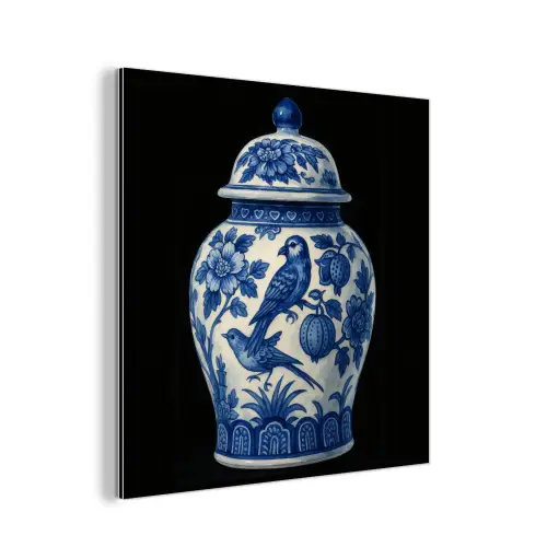 Pot - Delfts Blauw - Bloemen aluminium wit klein -3d