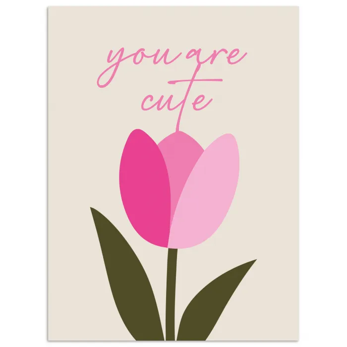 Tulp - Roze - Valentijn - Bloem poster papier klein -3d