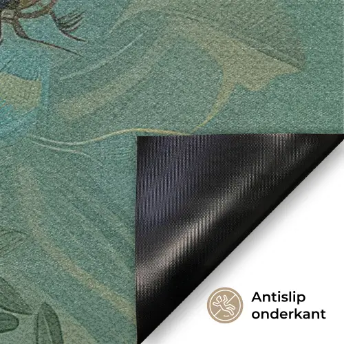 Vrouw - Bloemen - Vlinders - Natuur - Vintage Deurmat klein -antislip_NL