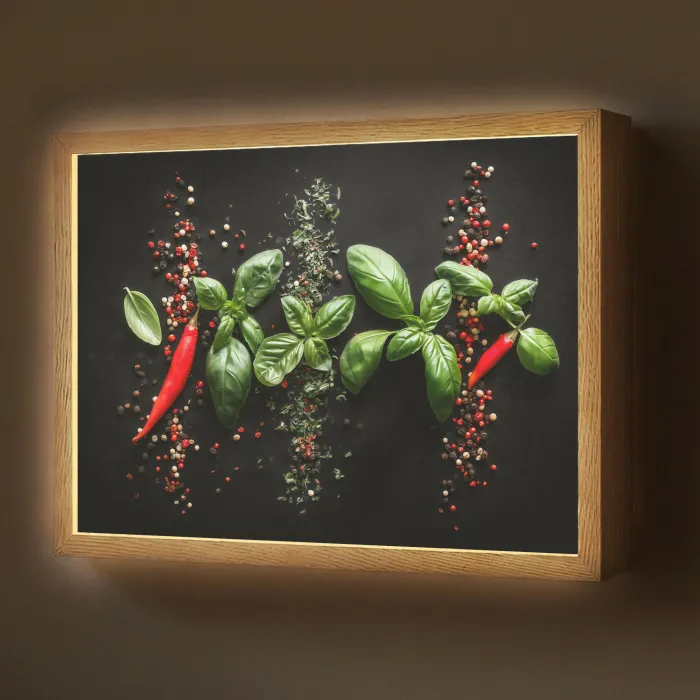 Chilipepers - Basilicum - Blaadjes - Rood Light Box met batterij (Wandlamp) middel -z3d_website