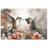 Kolibrie - Vogels - Bloemen - Natuur poster papier klein -3d
