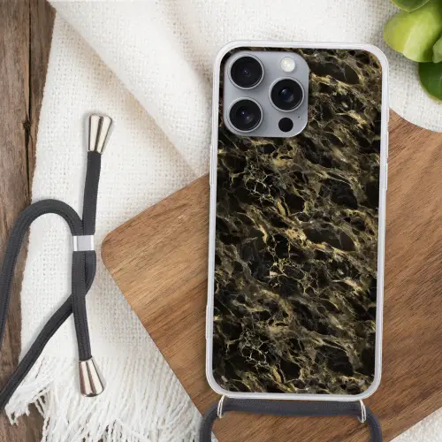 Kristal - Goud - Zwart - Marmer Hoesje iPhone 16 Pro Max met koord klein 804 -sfeer4