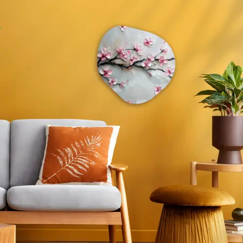 Bloesem - Kunstzinnig - Roze - Sakura Wandcirkel Organisch Forex 3mm klein -sfeer4