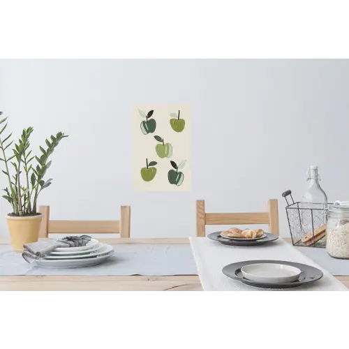 Appels - Groen - Illustratie - Bladeren Muursticker klein -eettafel