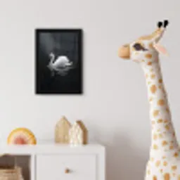 Zwaan - Water - Natuur - Realistisch - Wit fotolijst zwart zonder passe partout klein -usfeer4_kinderkamer