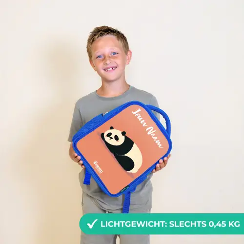 Panda - Slapen - Oranje Kinderrugzak - Blauw middel -sfeer1_NL