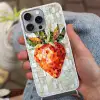Aardbei - Rood - Mozaïek - Fruit Hoesje iPhone 16 Pro Max met koord klein -sfeer3