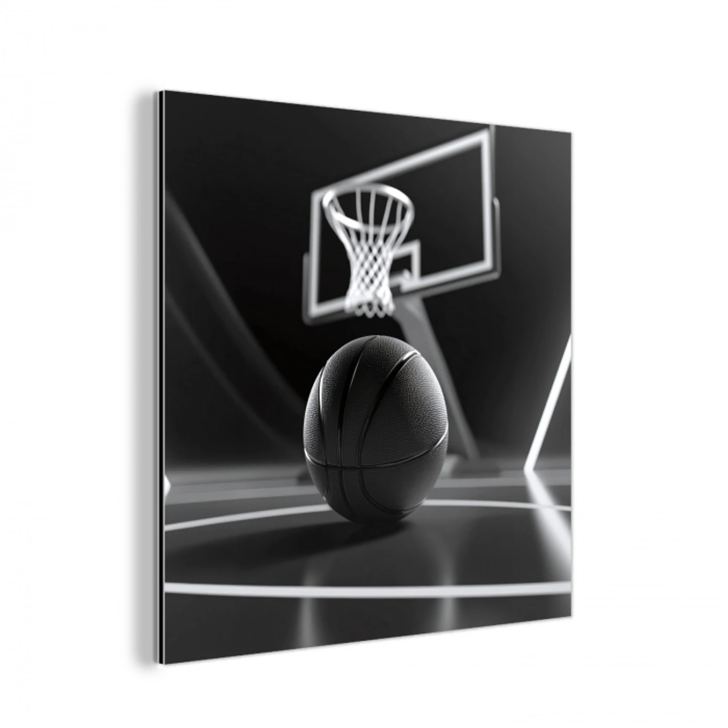 Basketbal - Basketbalveld - Lichtlijnen aluminium wit klein -3d