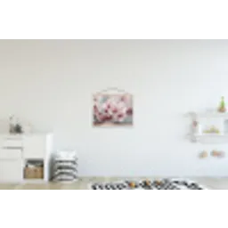 Bloesems - Meeldraden - Geel - Wazig textielposter latten blank klein -kinderkamer