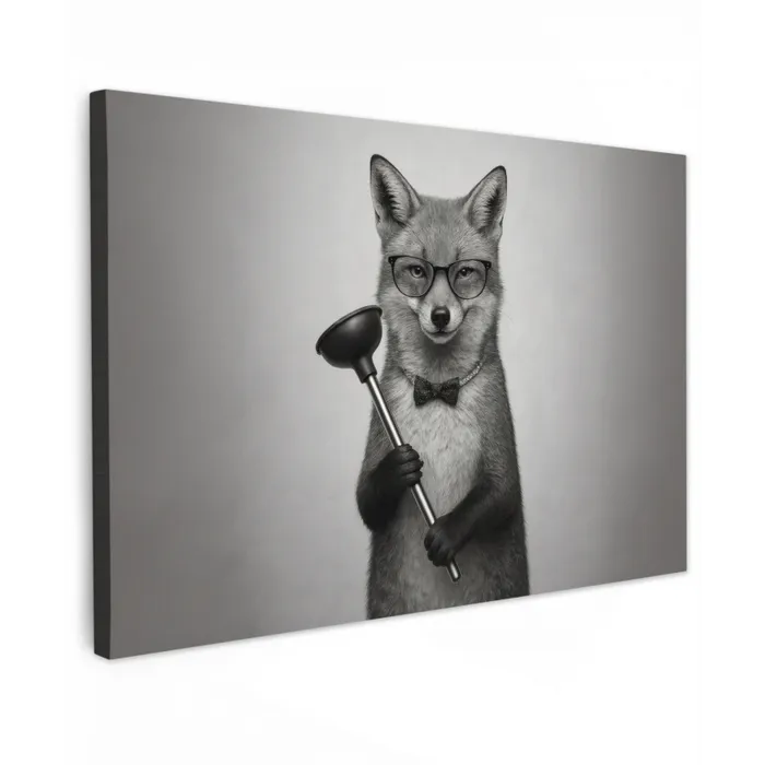 Vos - WC-ontstopper - Zwart - Wit canvas 2cm klein -z3d