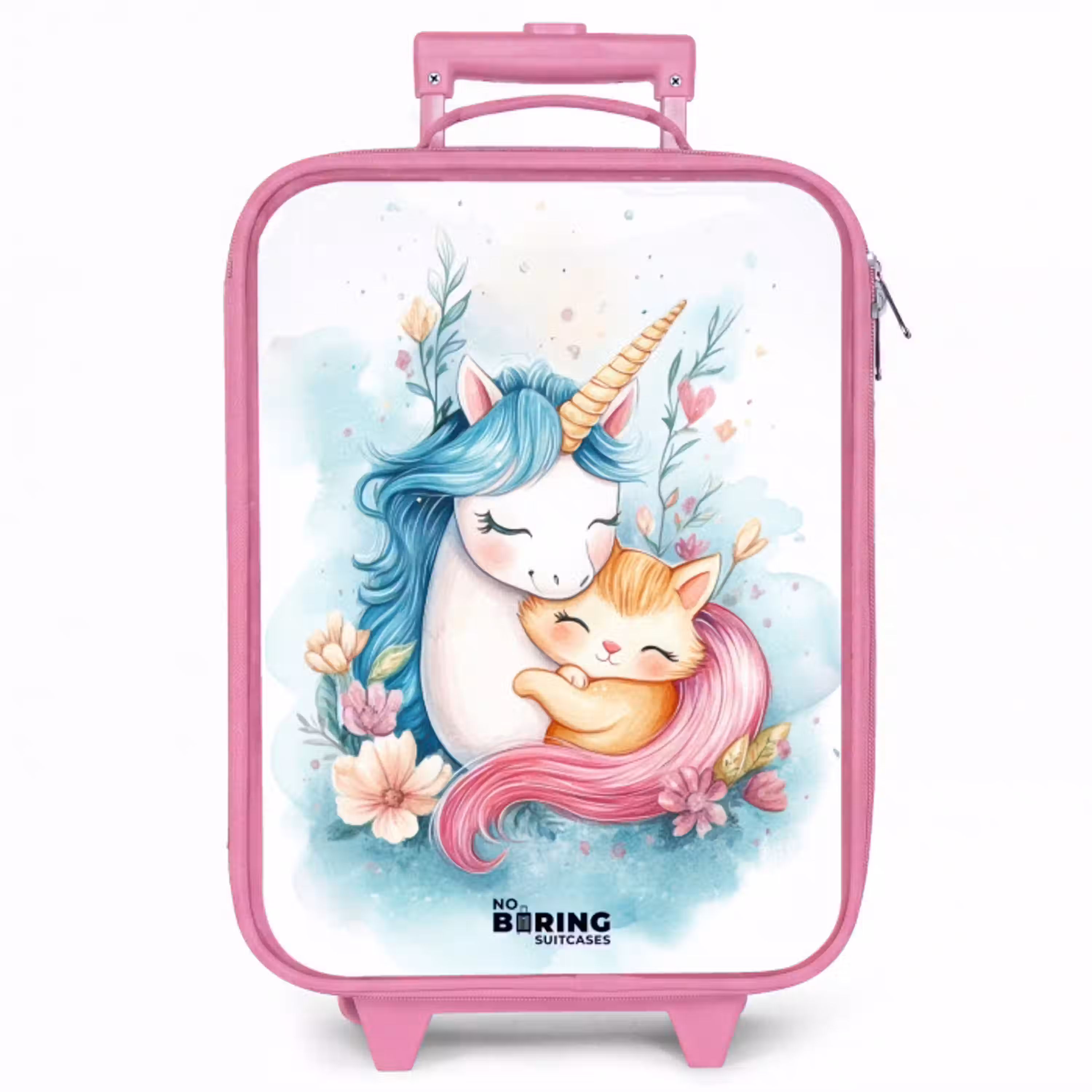 Eenhoorn met blauwe manen en oranje kitten Kinderkoffer - Roze klein -zzz_website3d