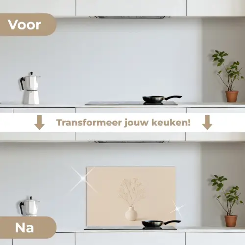 Vaas - Takken - Bloemetjes - Wit keuken achterwand spatscherm klein -voor_na_NL