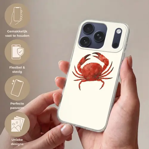 Krab - Felrood - Poten Telefoonhoesje iPhone 17 Pro klein -sfeer3_NL