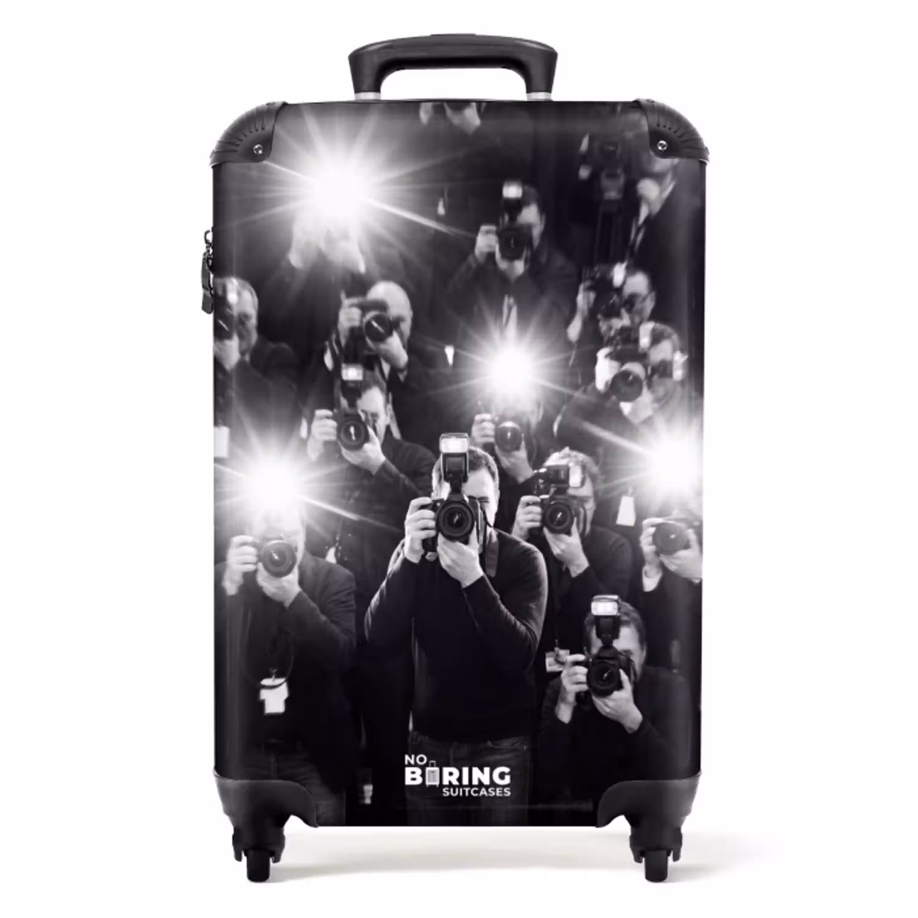 Mensen - Camera - Flitslicht - Zwart-wit - Media NBS - Handbagage koffer - Volwassenen Unisex middel -productfoto_recht