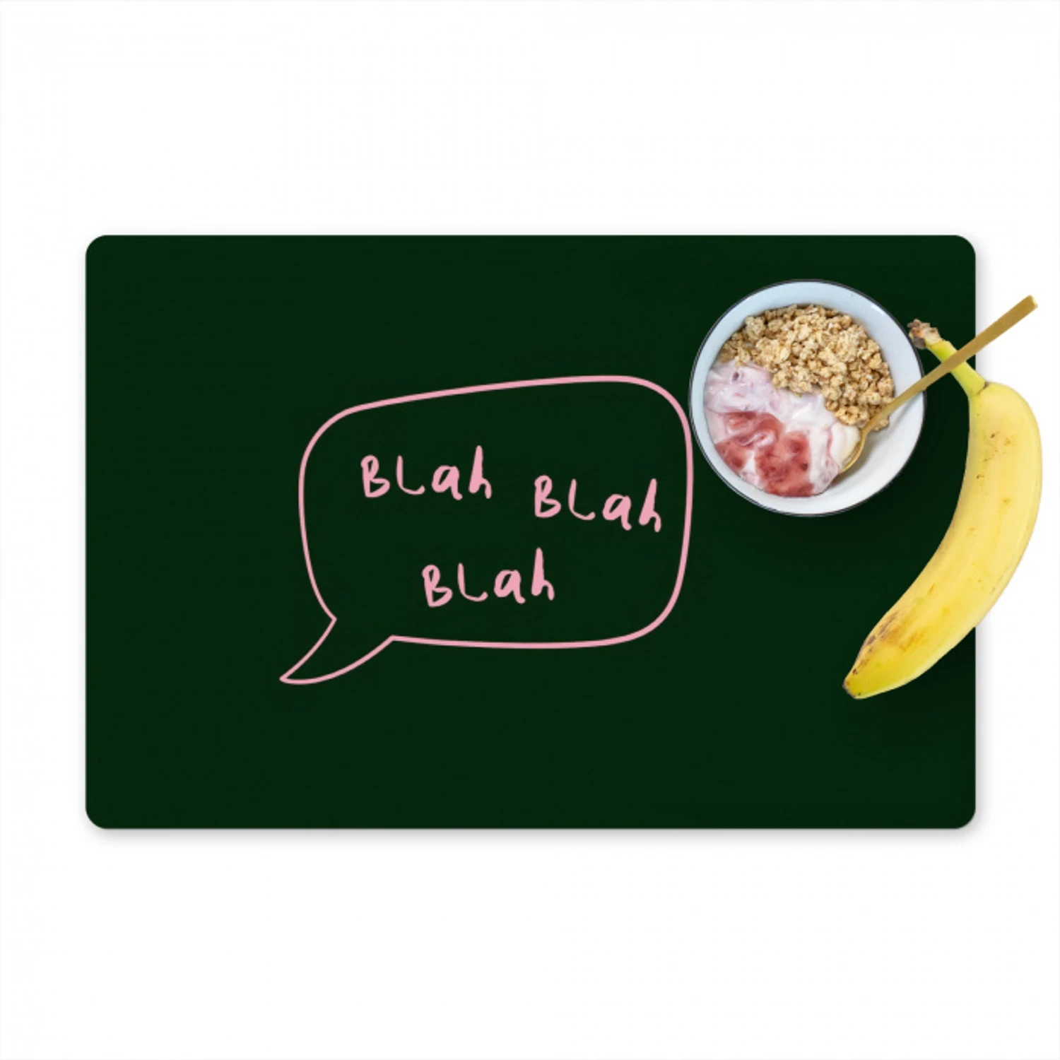 Tekstwolkje - Donkergroen - BLAH BLAH BLAH Placemat vinyl groot -zzzproduct_Kitchenyeah-website