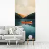 Bossen - Meer - Kano - Oranje fotobehang vinyl groot -woonkamer