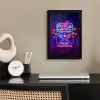 Gaming - Neon - Play - Blauw - Nacht - Controller fotolijst zwart zonder passe partout klein -sfeer1