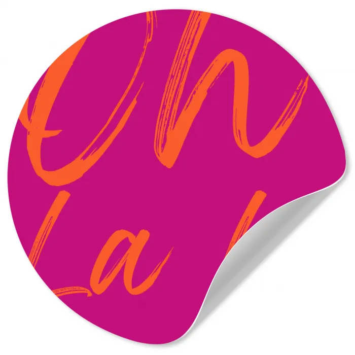 Oh la la - Oranje - Roze Wandcirkel behangsticker klein -3d