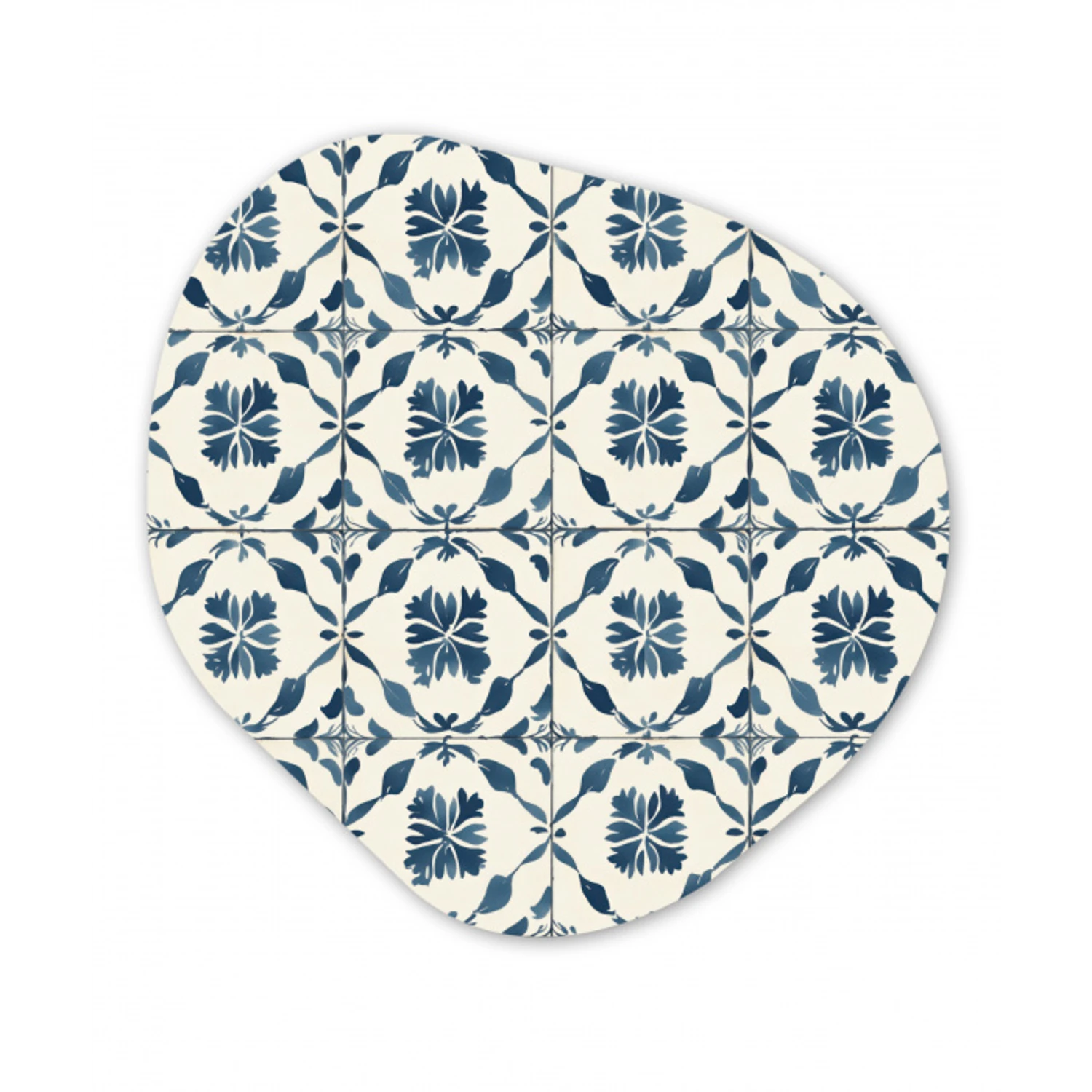 Grafisch - Tegel - Blauw Wandcirkel Organisch Aluminium middel 851 -3d
