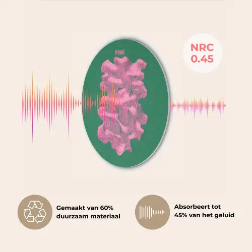 Abstract - Pink - Lijnen - Groen Akoestische PET Vilt - Rond klein -USP_NL