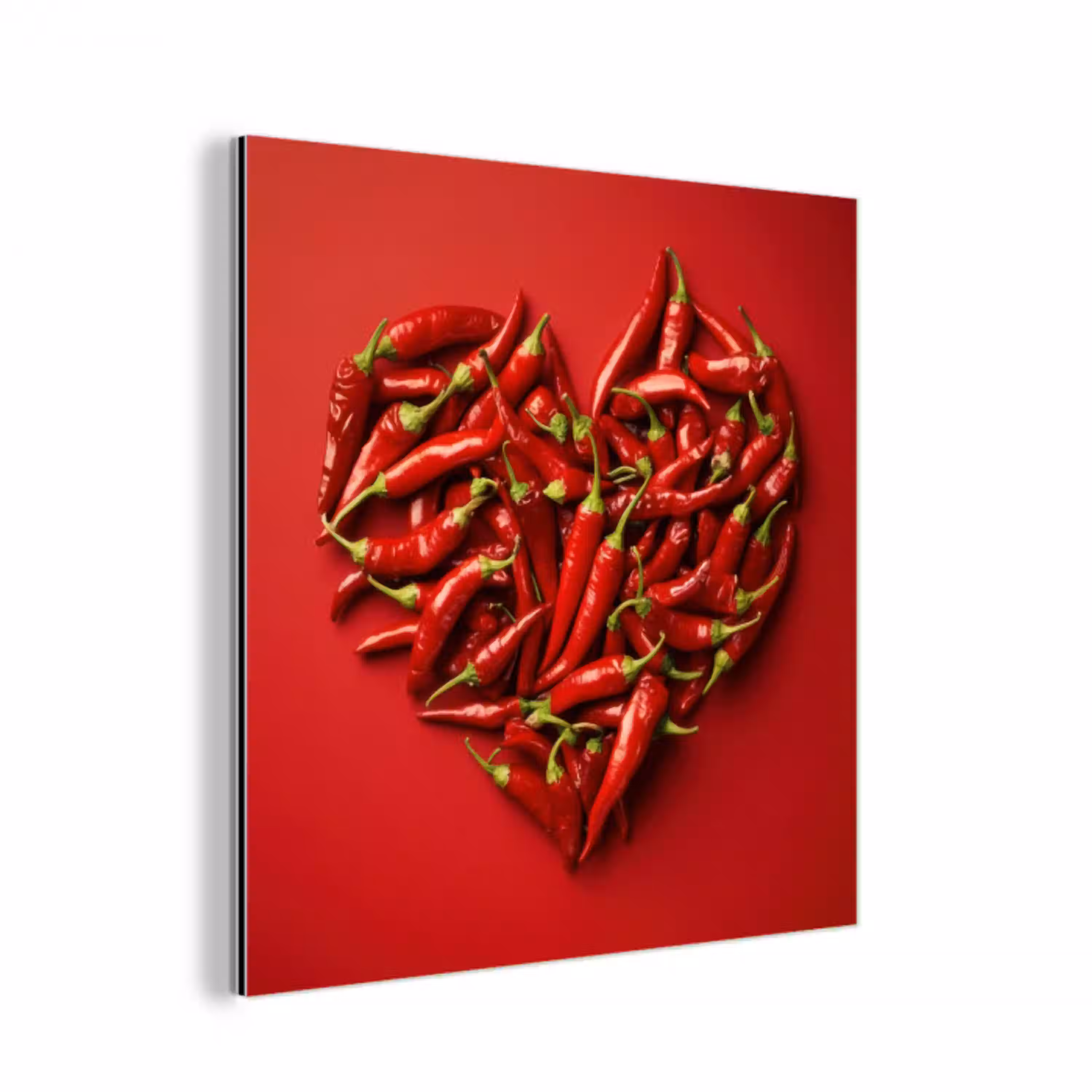 Pepers - Rood - Hart aluminium wit klein -3d