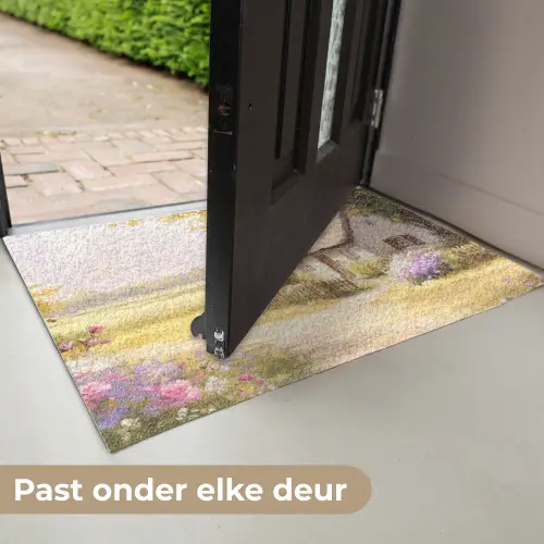 Huisje - Hout - Bloemen Deurmat klein -USP_NL