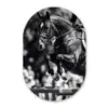 Springen - Paard - Zwart - Wit Wandcirkel Ovaal Aluminium middel -3d
