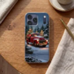 Kersttruck - Sneeuwbos - Rood Telefoonhoesje iPhone 17 Pro Max klein -sfeer1
