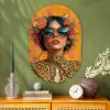 Vrouw - Bloemen - Aesthetic - Oranje Wandcirkel Ovaal Glas middel -sfeer2