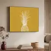 Lijnillustratie - Ananas - Bladkroon - Okergeel Textielframe zwart klein -sfeer3