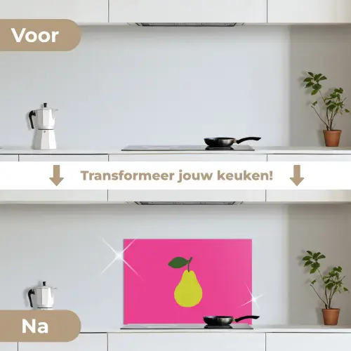 Illustratie - Fruit - Peer - Groen keuken achterwand spatscherm klein -voor_na_NL
