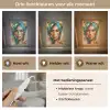 Vrouw - Portret - Goud - Luxe - Blauw Light Box met kabel (Tafellamp) klein -USP_lichtkleurNL