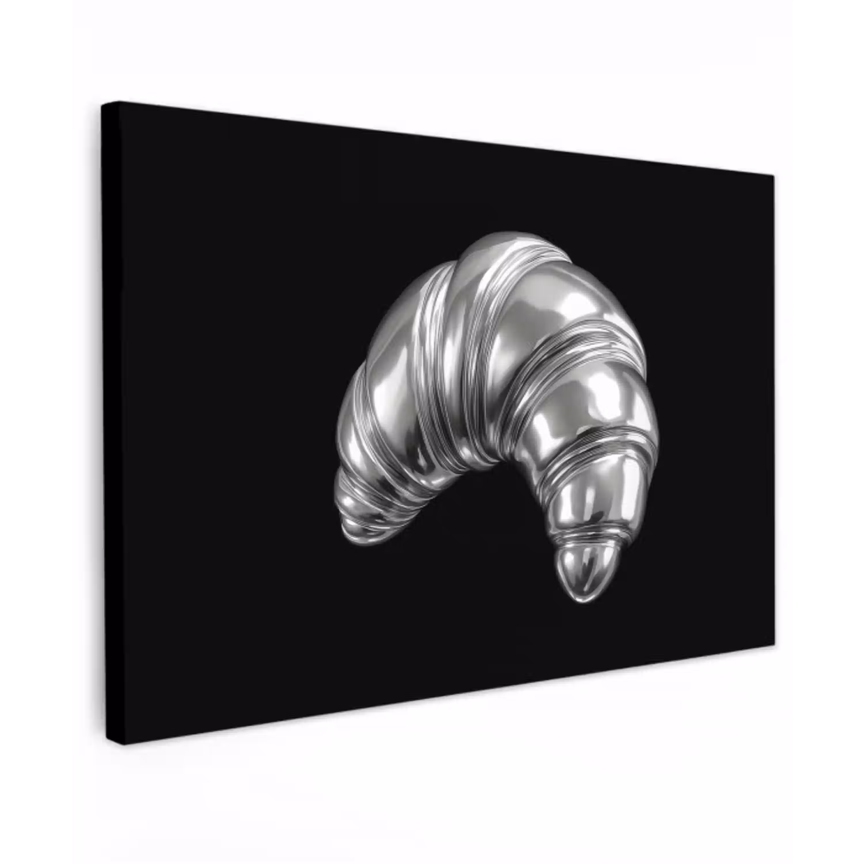 Croissant - Metaal - Zilver canvas 2cm klein -z3d