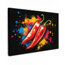 Peper - Graffiti - Verf - Abstract - Modern - Kleurrijk Tuinposter op houten frame 2 cm dik klein -3d