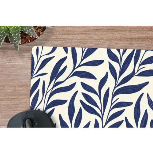 Bladeren - Klimop - Donkerblauw muismat rubber klein -closeup