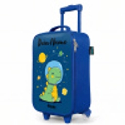 Dino - Planeet - Ster - Blauw Kinderkoffer - Blauw klein -productfoto_schuin