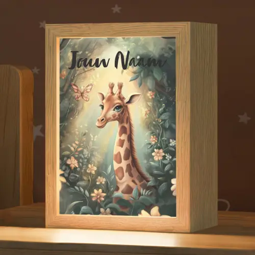 Giraffe - Jungle - Bloemen Light Box met kabel (Kinderlampje) klein -zzz_3d_website