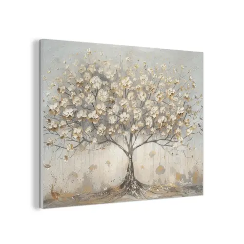 Boom - Beige - Goud - Verflook - Grijs PET vilt klein -3d