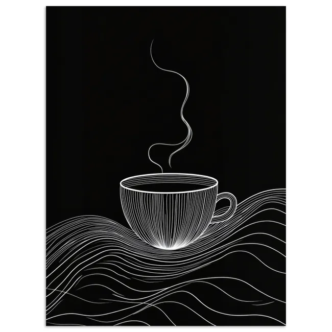 Poster - Lijntekening - Koffiekop - Zwart