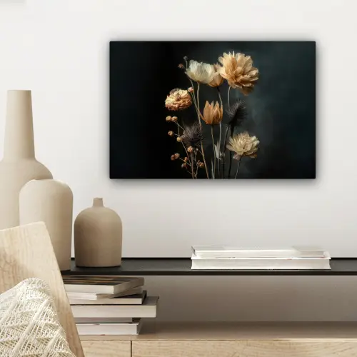 Boeket - Bloemen - Licht - Zwart canvas 2cm klein -sfeer6