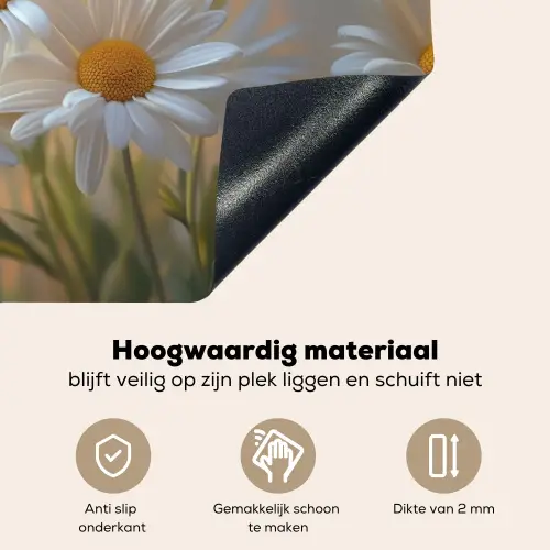 Madeliefjes - Wit - Zonlicht Inductie beschemer met haakjes klein -ky-onderkant-nl