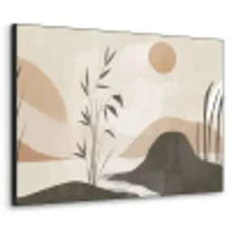 Japandi - Landschap - Beige Textielframe zwart klein -3d
