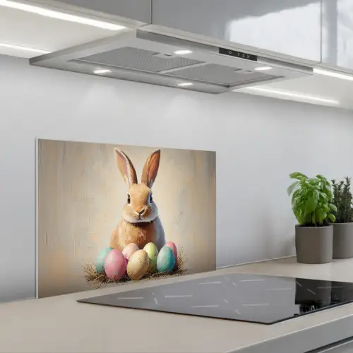 Paashaas - Pastel - Eieren keuken achterwand spatscherm klein -3d_schuin