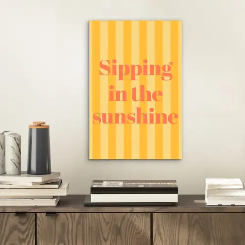 Gestreept - Geel - Sunshine - Letters aluminium wit klein -sfeer1