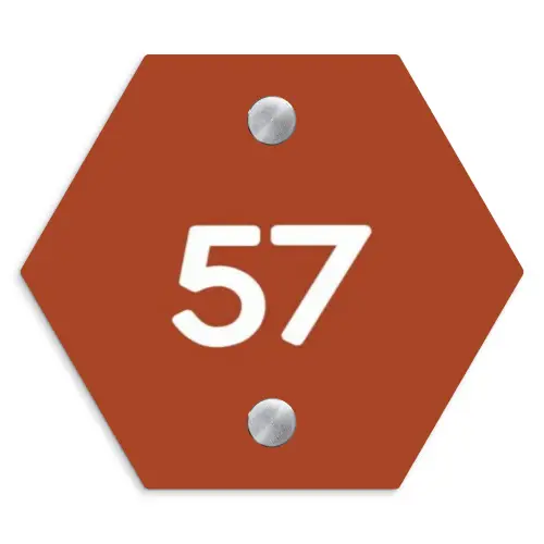 Roestbruin - Traditioneel Naambord Hexagon klein -3d