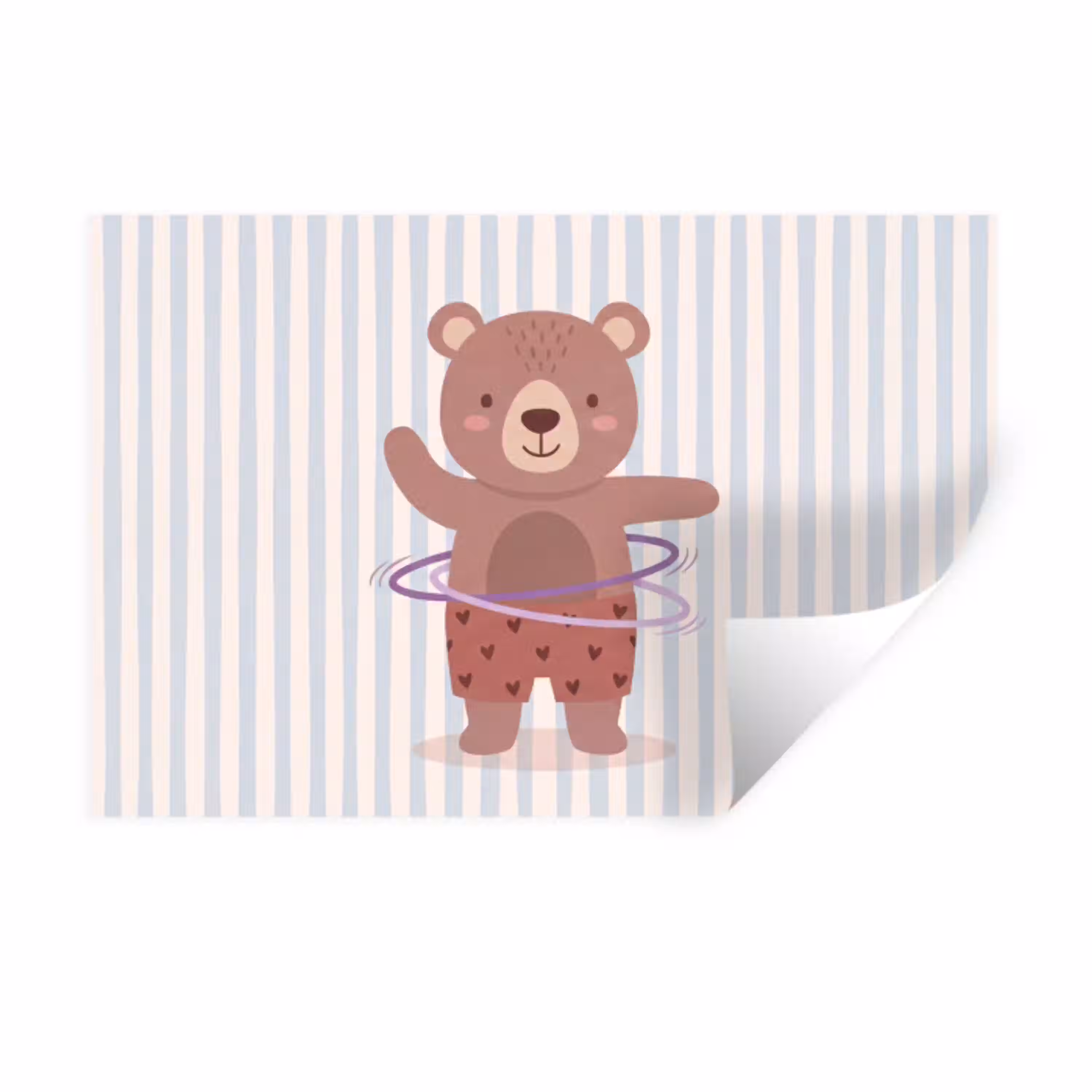 Beer - Hoepel - Kinderkamer - Illustratie - Bruin Muursticker klein -3d