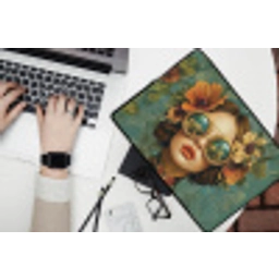 Vrouw - Bloemen - Vlinders - Natuur - Vintage laptophoes neopreen klein -bureau