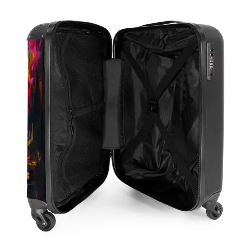 Flamingo in kleurrijke omgeving van olieverf NBS - Handbagage koffer - Unisex middel -binnenkant