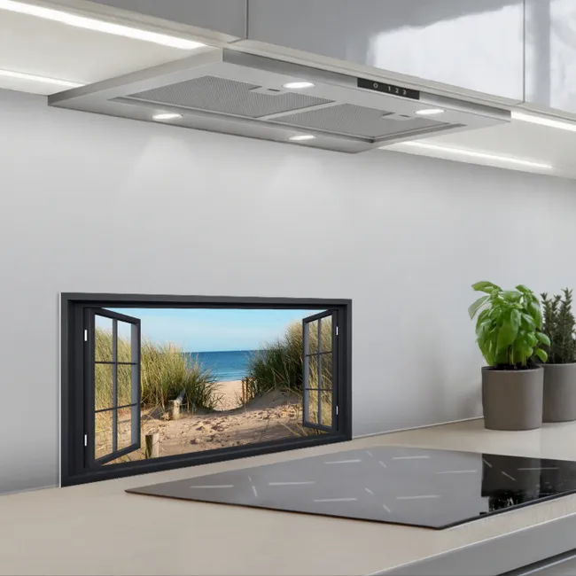 Toegang tot het Strand keuken achterwand spatscherm klein -3d_schuin