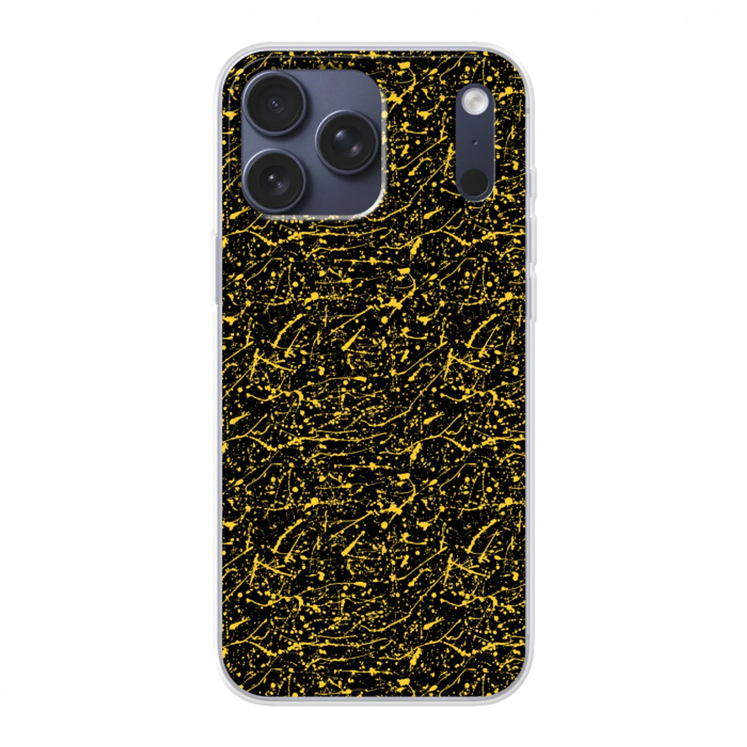 Spat - Waterverf - Geel - Zwart Telefoonhoesje iPhone 17 Pro Max klein 879 -3d